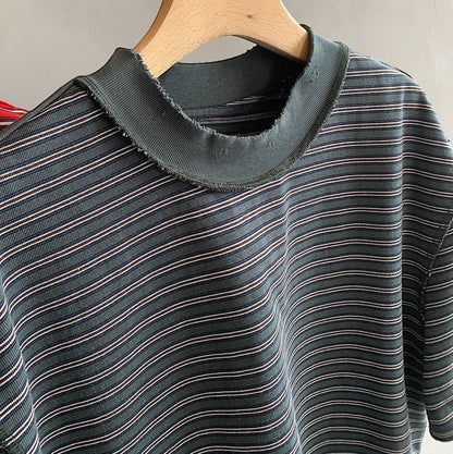 カットオフボーダー半袖Tシャツ K0899