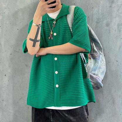 メッシュニットオープンカラーシャツ K0850