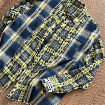 コントラストチェック長袖シャツ K0867