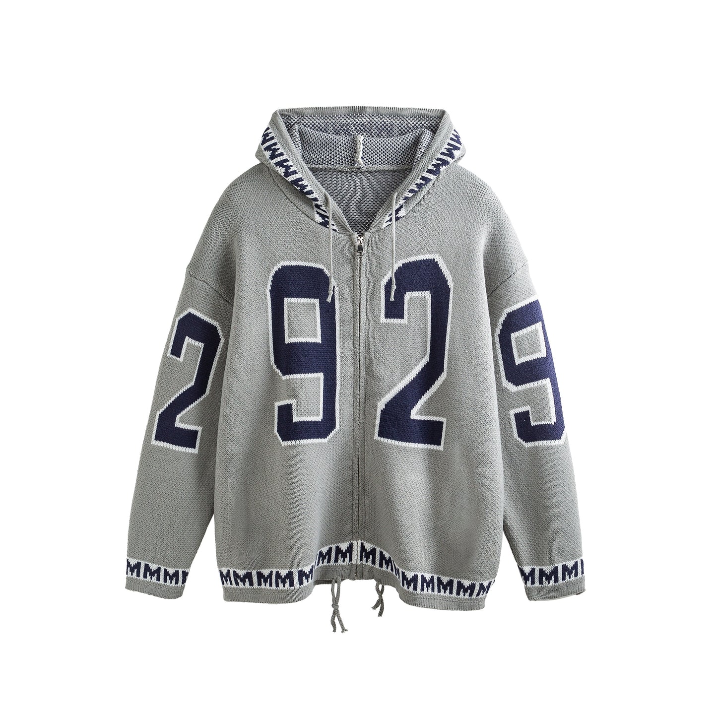 カレッジナンバリングジップアップニットパーカー K0708