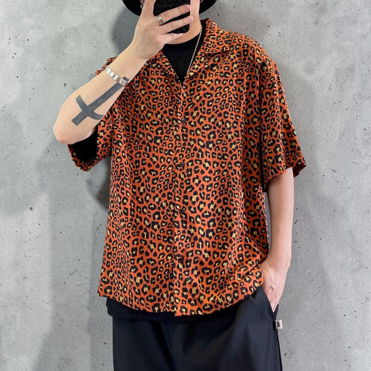 レオパードオープンカラー半袖シャツ K0855