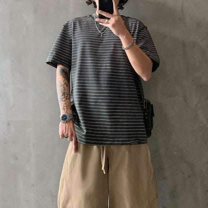 カットオフボーダー半袖Tシャツ K0899
