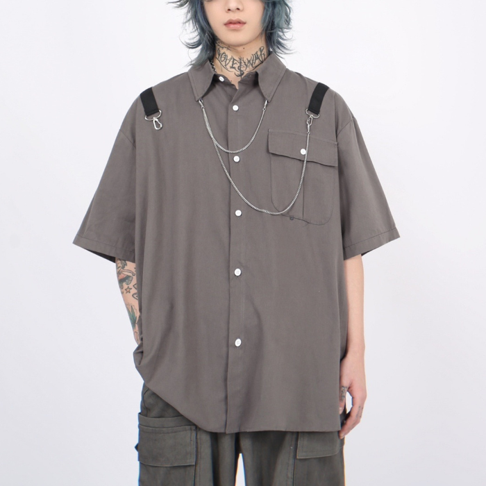 Chain Design Short-sleeved Shirt K0155