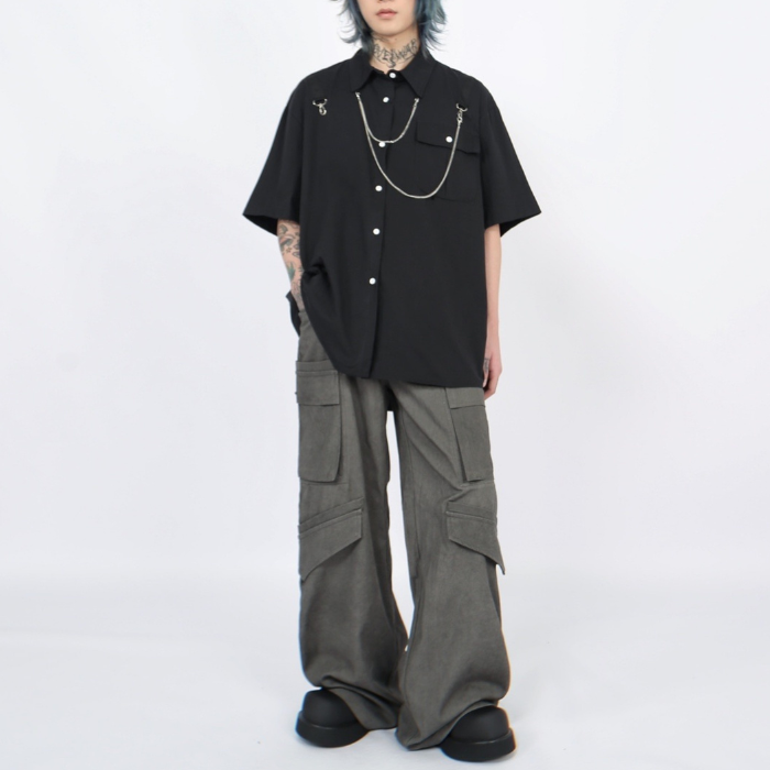 Chain Design Short-sleeved Shirt K0155
