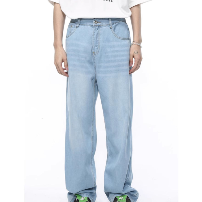 Thin Draped Loose Straight Jeans K0259