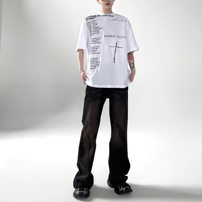 Small Letter Printed Short-sleeved T-shirt K0290