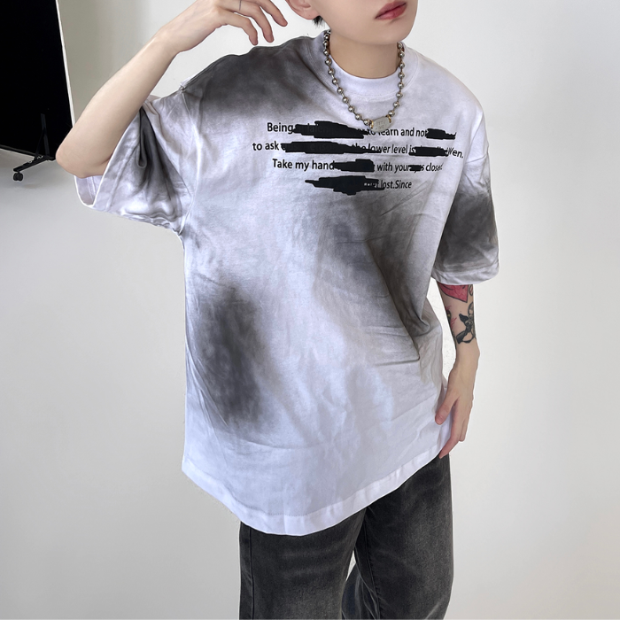 Color Small Letter Printed Short-sleeved T-shirt K0294