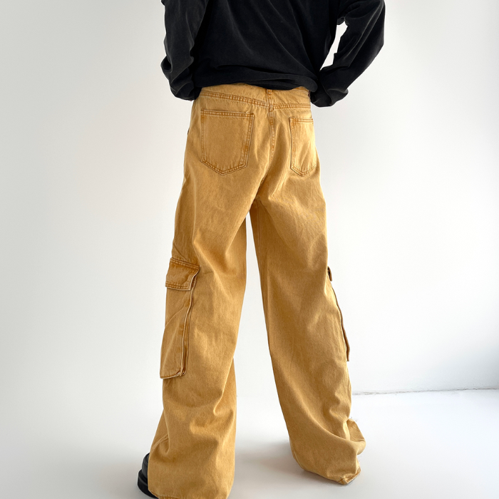 Pocket Wide-leg Loose Straight Jeans K0333