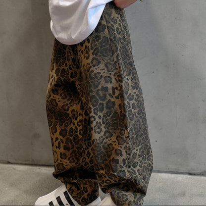 【OUTLET/即納】ヒョウ柄ワイドレッグヘビーパンツ K0198