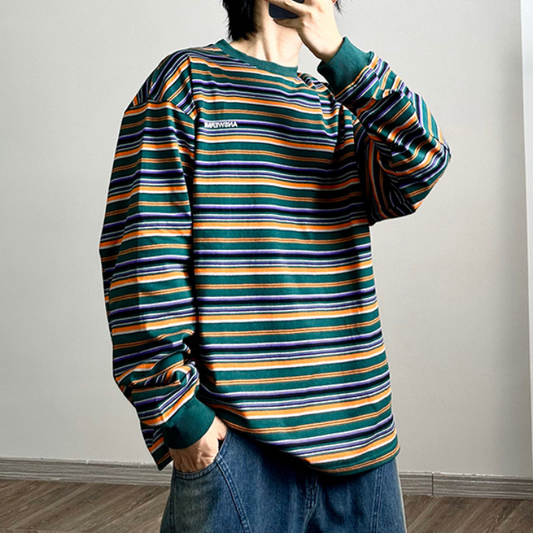 マルチボーダーロングTシャツ K0474