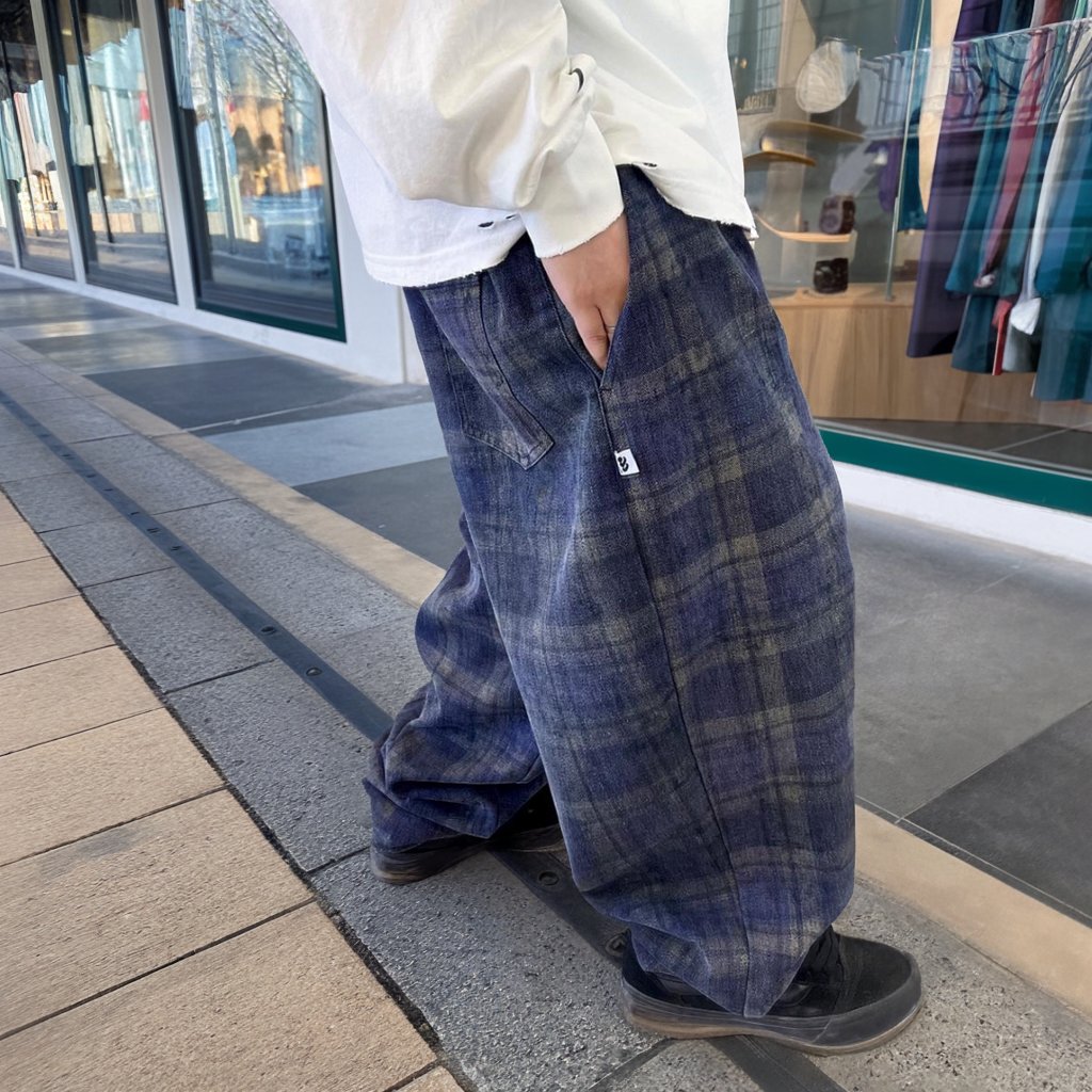 【OUTLET/即納】チェック柄 ルーズテーパードパンツ K0524