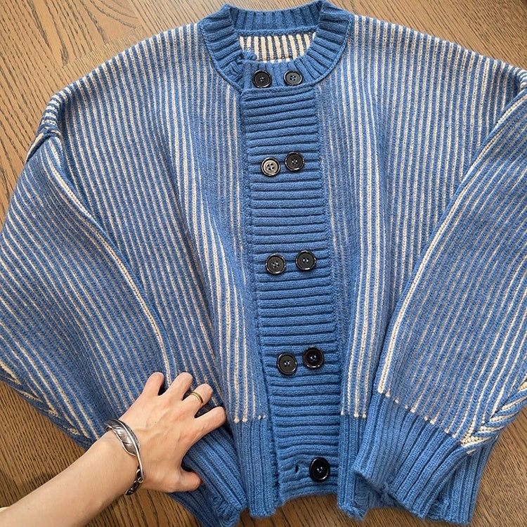 ストライプリブワイドカーディガン K0786