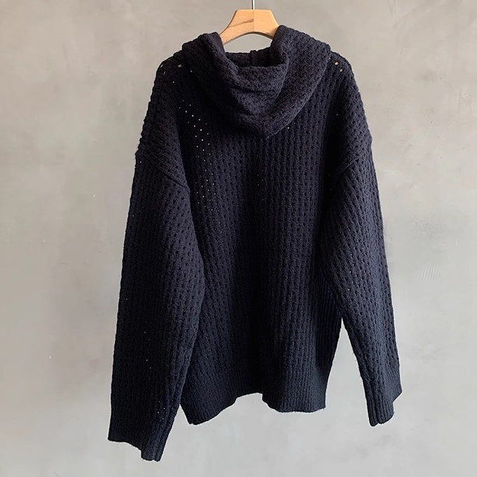 リラックスメッシュテクスチャニットパーカー K0682