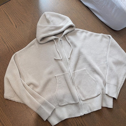 オーバーサイズワッフルニットジップパーカー K0703