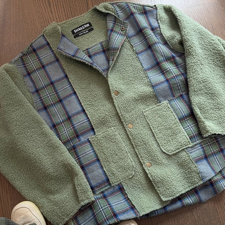 チェックボアパネルドノーカラージャケット K0713