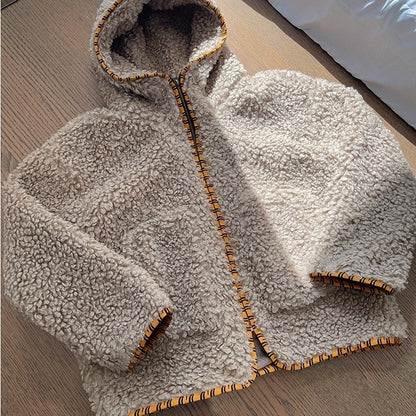 タイガーパイピングカーリーファーフーディブルゾン K0741