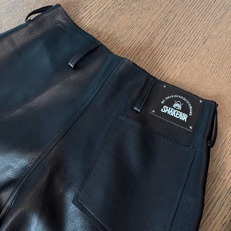 タックデザインPUレザーワイドパンツ K0698