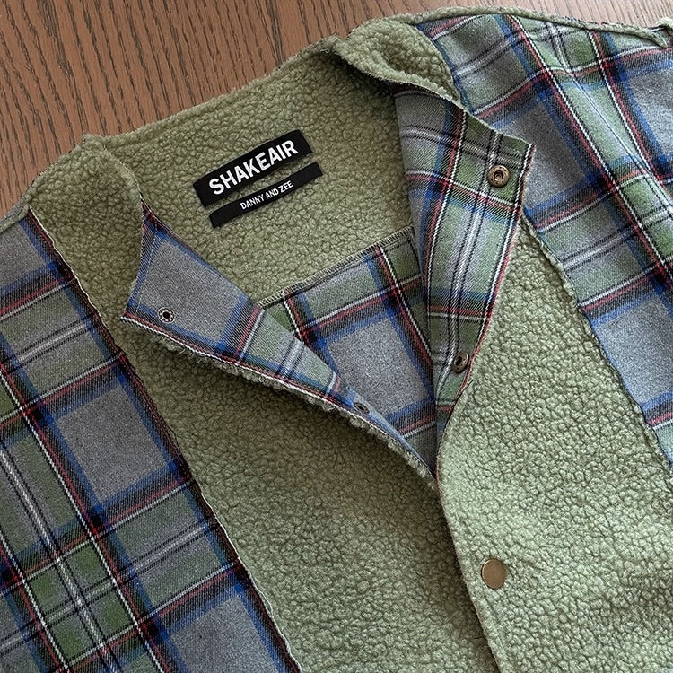 チェックボアパネルドノーカラージャケット K0713