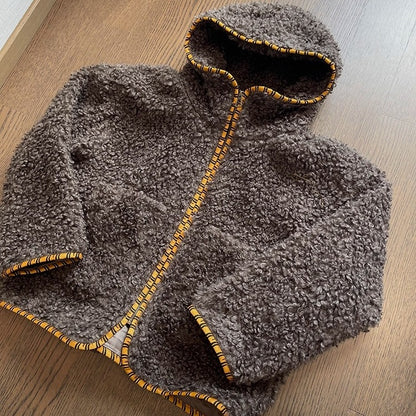 タイガーパイピングカーリーファーフーディブルゾン K0741