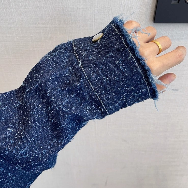 グランジテクスチャーフリンジデニムジャケット K0643