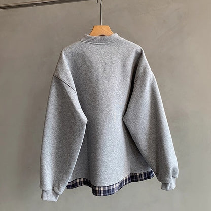 レイヤードチェックヘムスウェット K0695