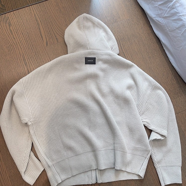 オーバーサイズワッフルニットジップパーカー K0703