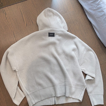 オーバーサイズワッフルニットジップパーカー K0703