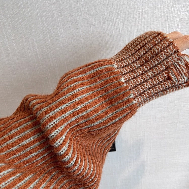 ヴィンテージストライプルーズニットカーディガン K0747