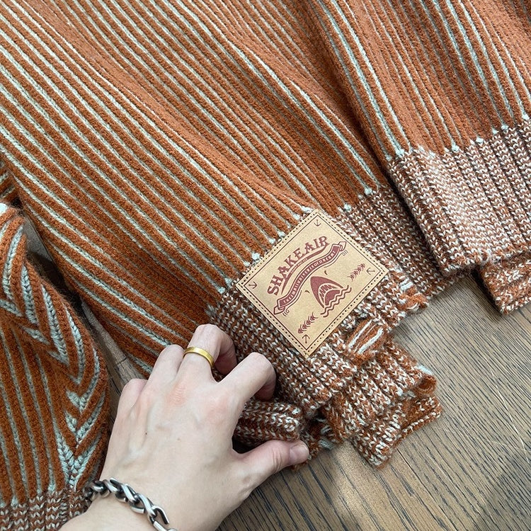 ヴィンテージストライプルーズニットカーディガン K0747