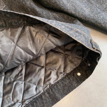 レオパードパターンノーカラーデニムジャケット K0732