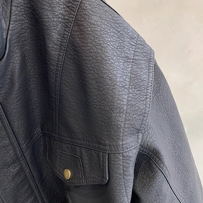 スタンドカラーワークレザージャケット K0776