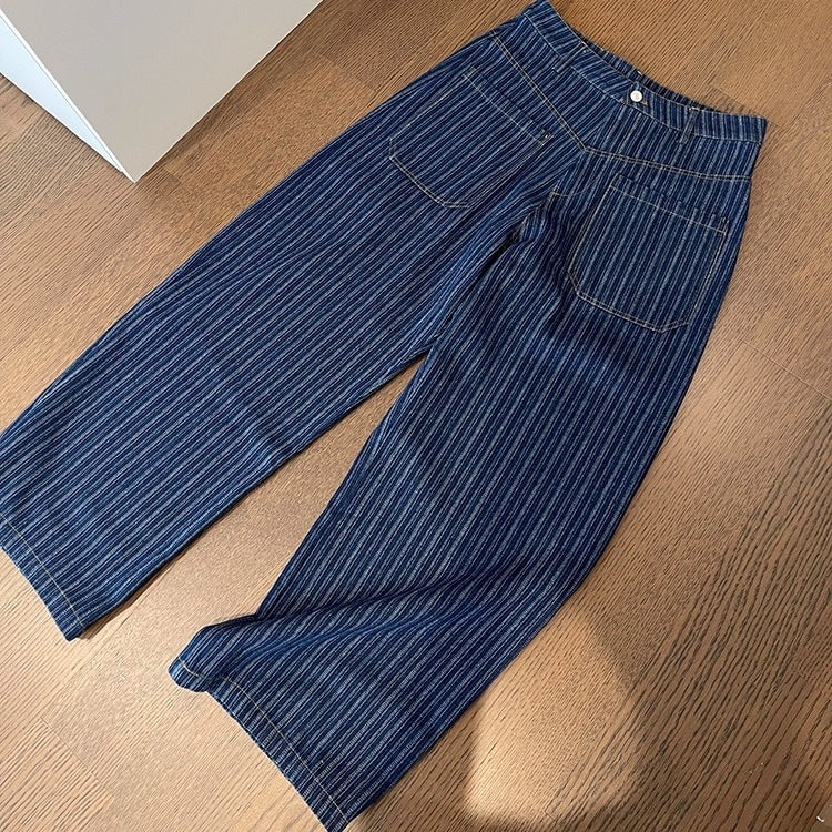 レタリングストライプワイドジーンズ K0620