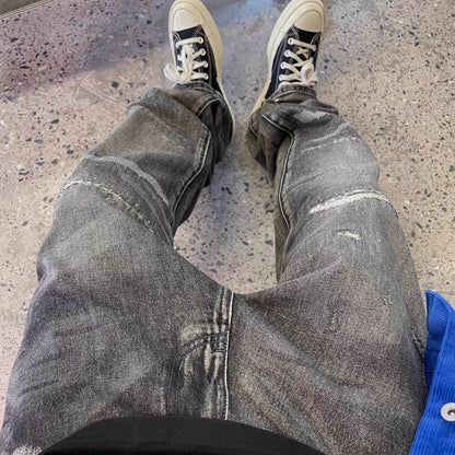 グランジリペアウォッシュワイドデニムパンツ K0706