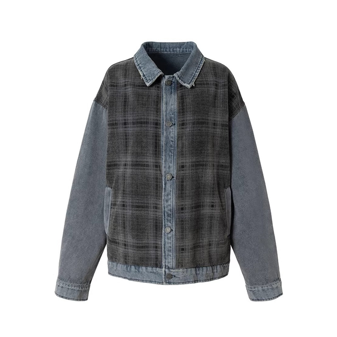 チェックデニムコンビネーションジャケット K0859