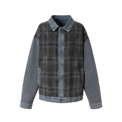 チェックデニムコンビネーションジャケット K0859