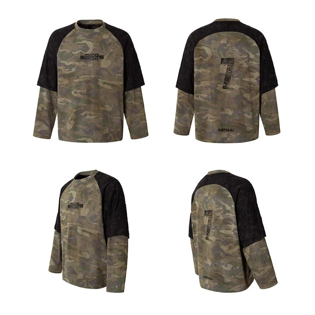 カモフラパネルデザインTシャツ K0857