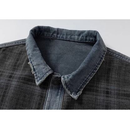 チェックデニムコンビネーションジャケット K0859