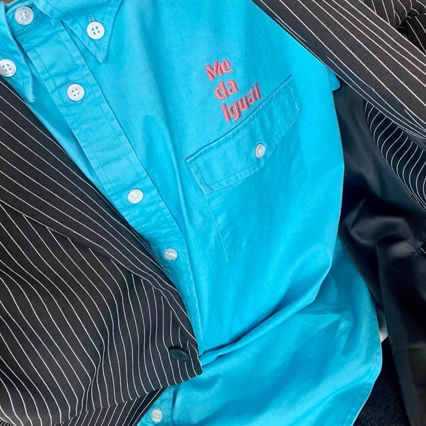 刺繍入りボタンダウンルーズシャツ K0835