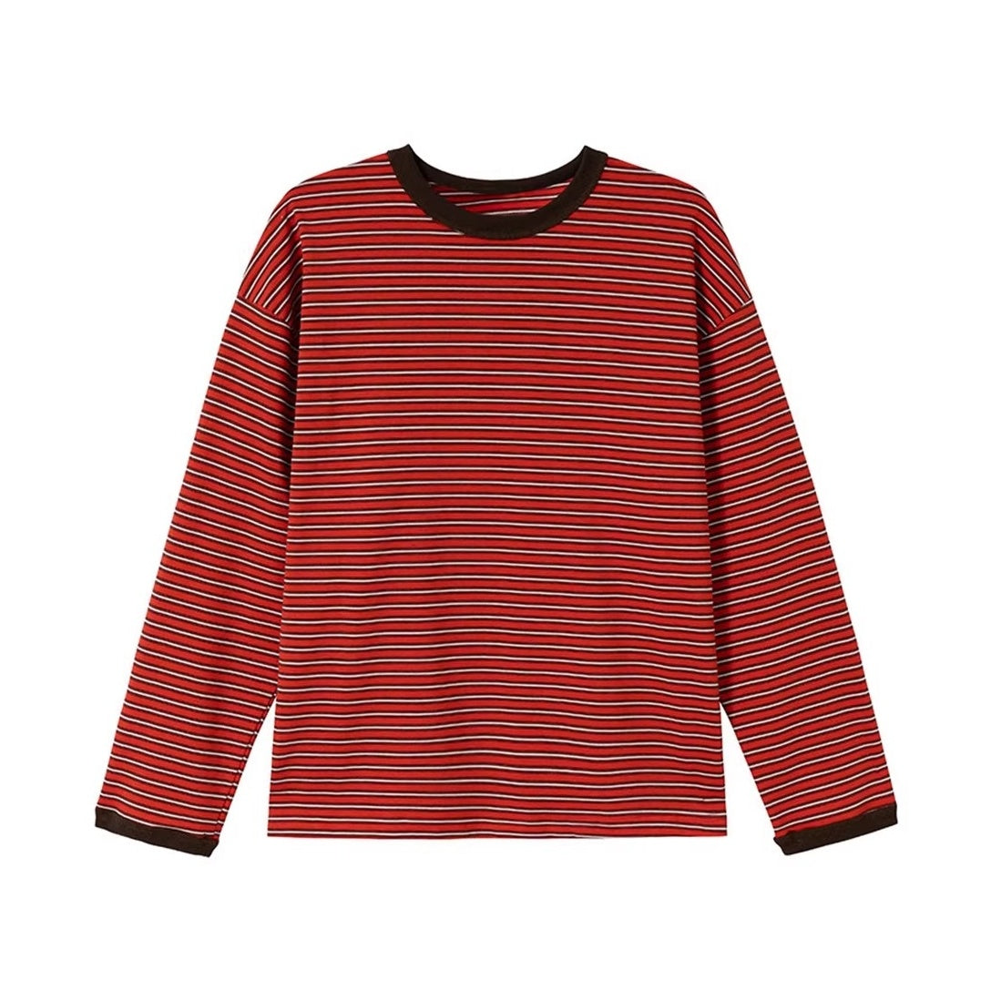 サイドボタンレトロボーダーロングTシャツ K0860