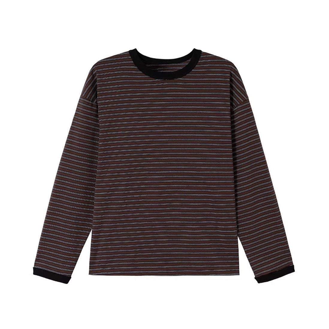サイドボタンレトロボーダーロングTシャツ K0860