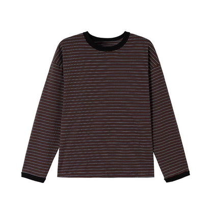 サイドボタンレトロボーダーロングTシャツ K0860