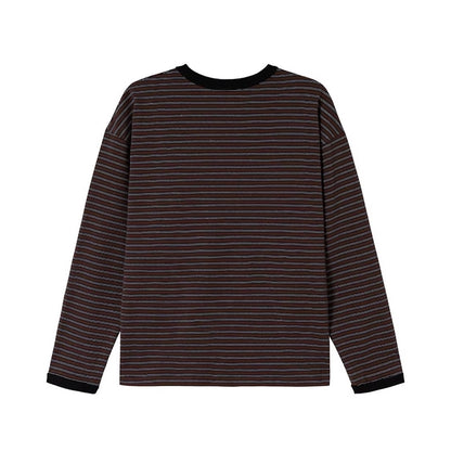 サイドボタンレトロボーダーロングTシャツ K0860