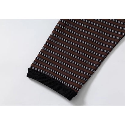 サイドボタンレトロボーダーロングTシャツ K0860