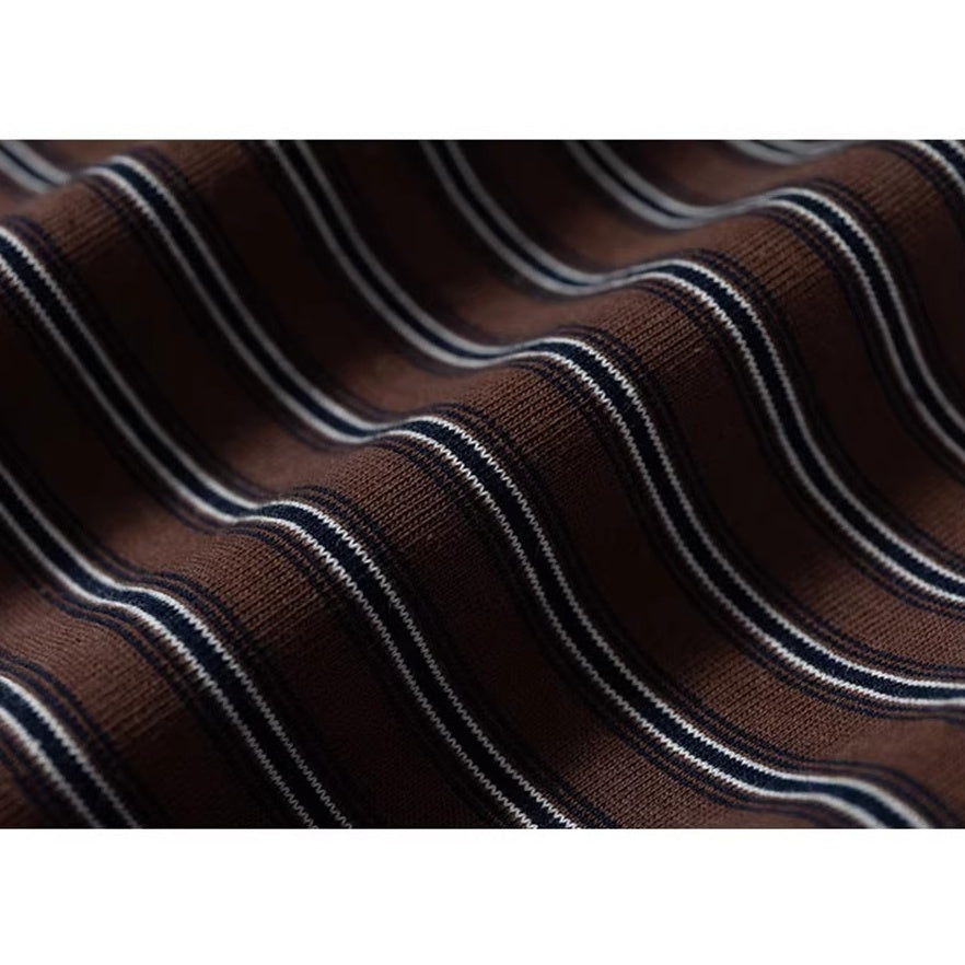 サイドボタンレトロボーダーロングTシャツ K0860