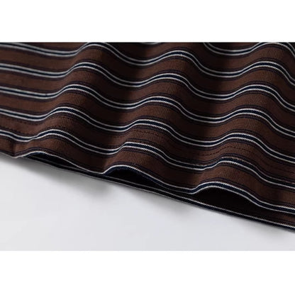 サイドボタンレトロボーダーロングTシャツ K0860