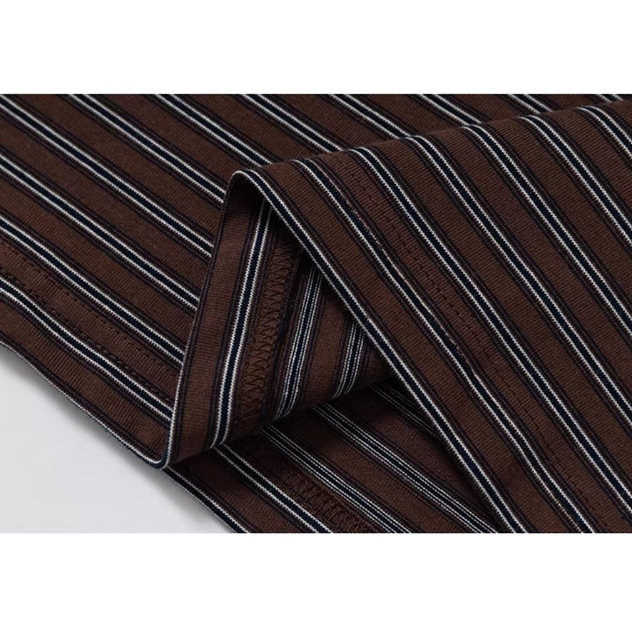 サイドボタンレトロボーダーロングTシャツ K0860