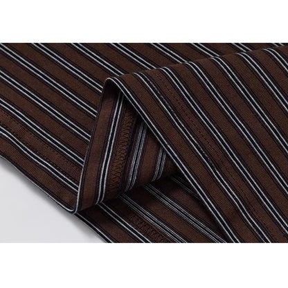 サイドボタンレトロボーダーロングTシャツ K0860