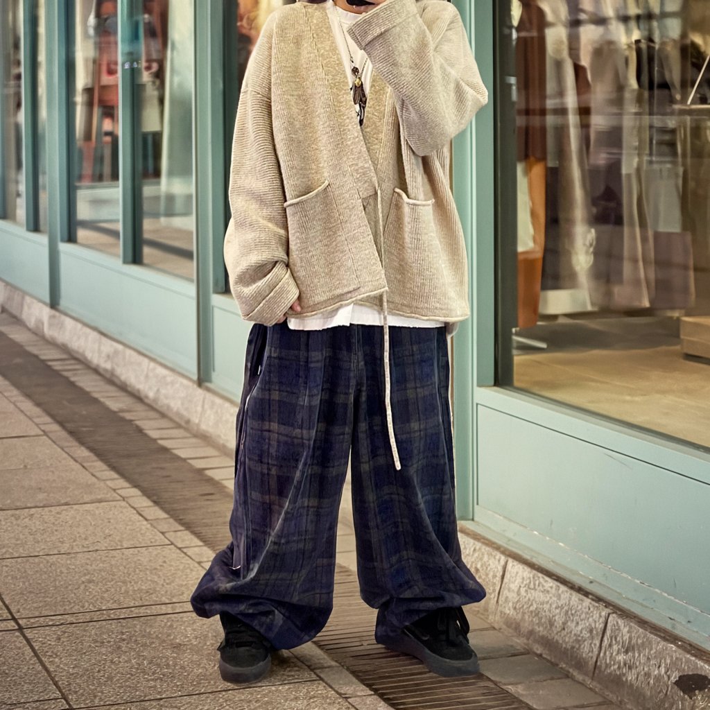 【OUTLET/即納】チェック柄 ルーズテーパードパンツ K0524