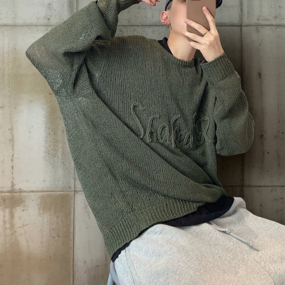 メッシュロゴオーバーサイズニット K0895