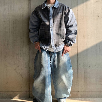 チェックデニムコンビネーションジャケット K0859